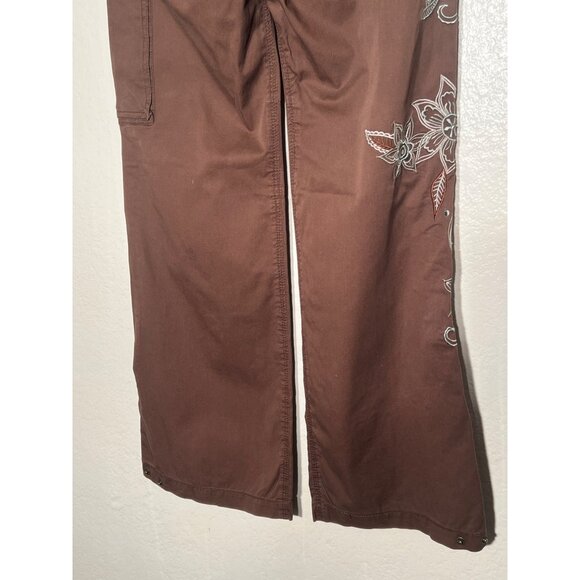 By Deep Los Angeles Small Brown Cargo Pants Cotton Embroidered Y2K - Picture 15 of 16